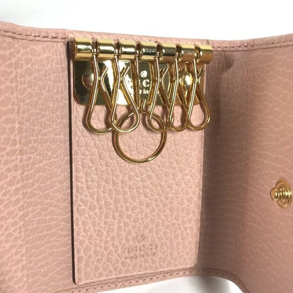 GUCCI 456118 GG Marmot Double G 6-Ring Key Case Leather pink - Picture 3 of 14